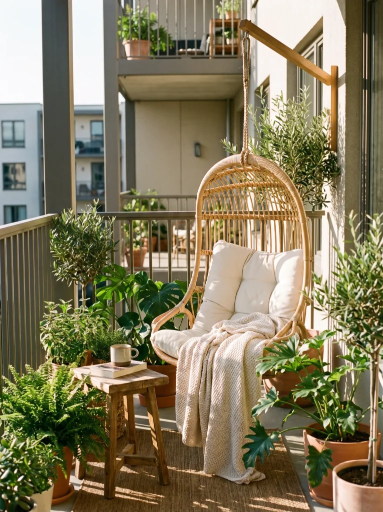 A cozy hanging chair