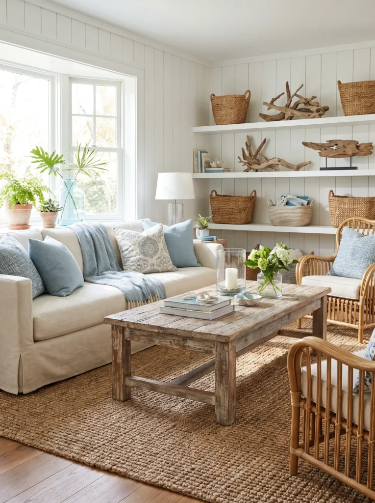 A reclaimed wood coffee table