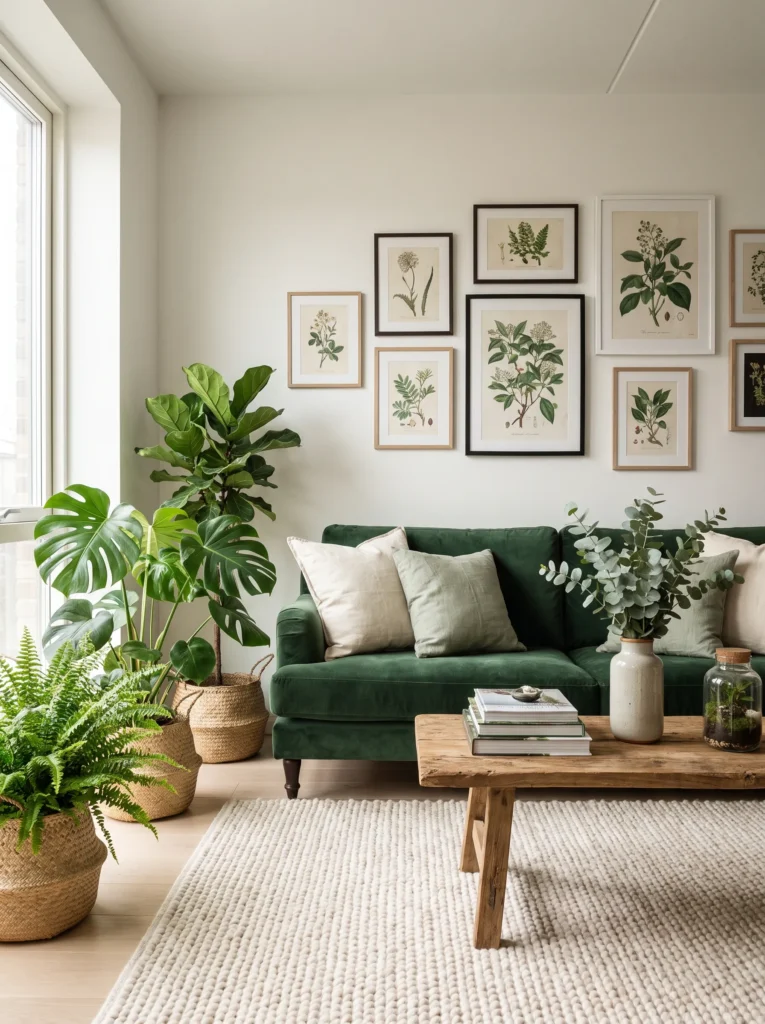 Add botanical prints and plants