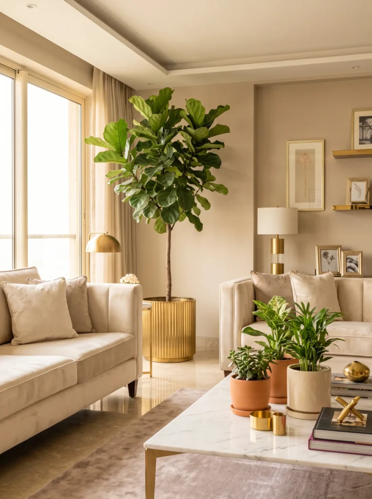 Add greenery in elegant planters