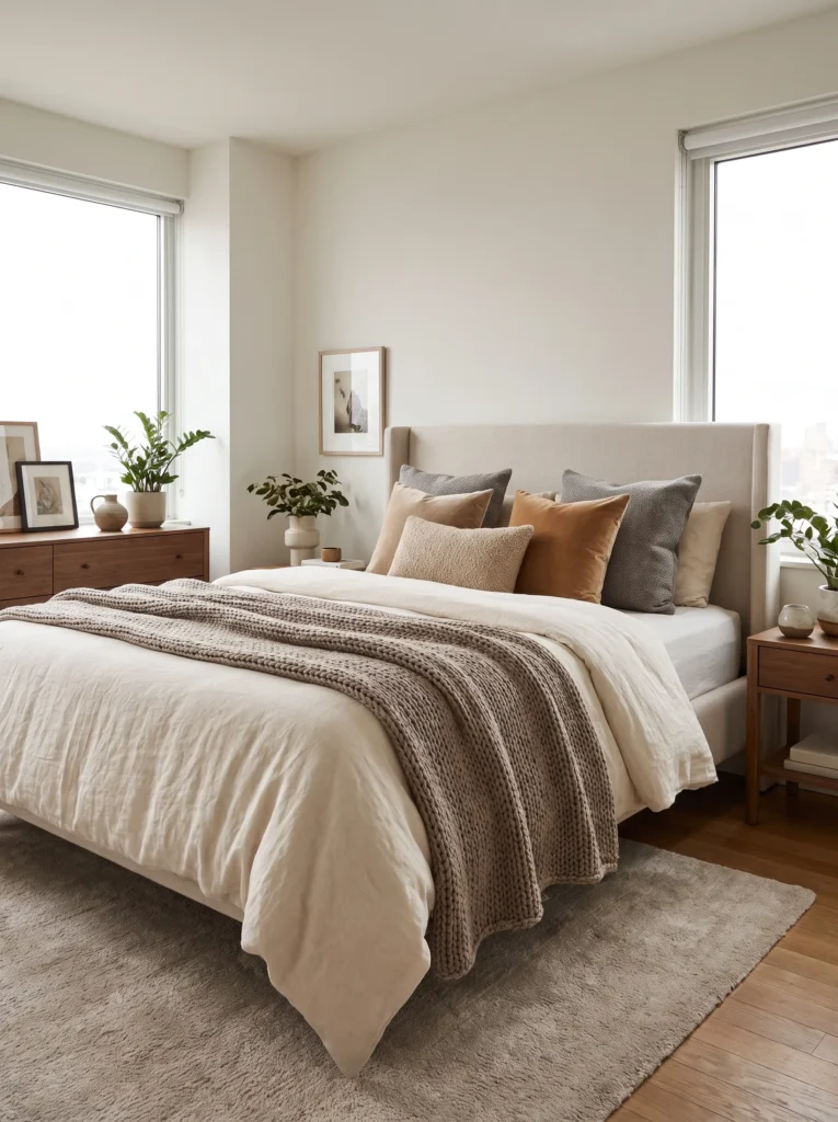 Add texture through bedding and throws