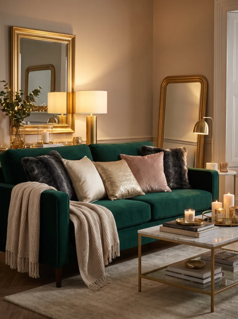 Add textured throw pillows and blankets