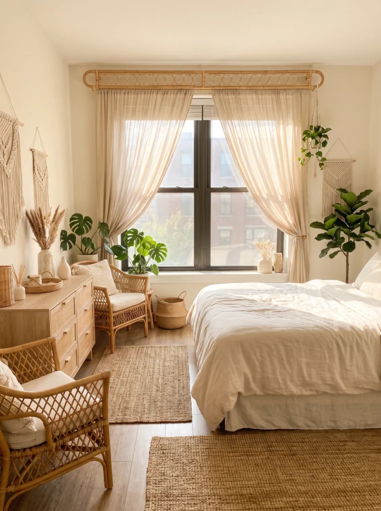 Add wicker curtain rods