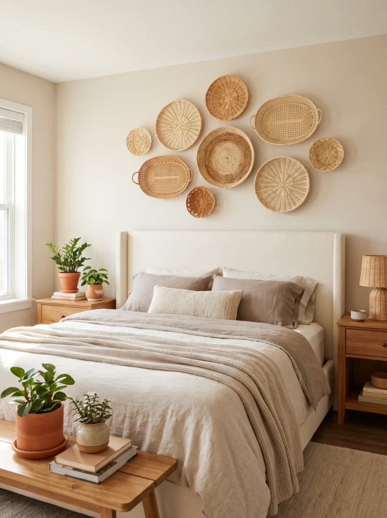 Add wicker wall baskets as decor