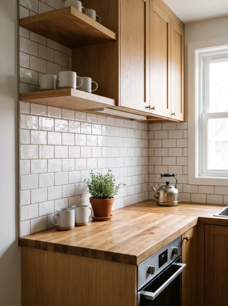 Add a backsplash with a light pattern