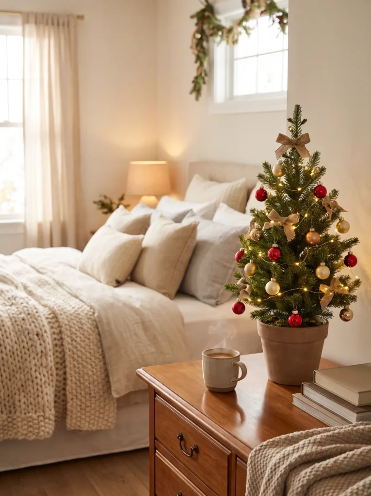 Add a mini christmas tree on your dresser