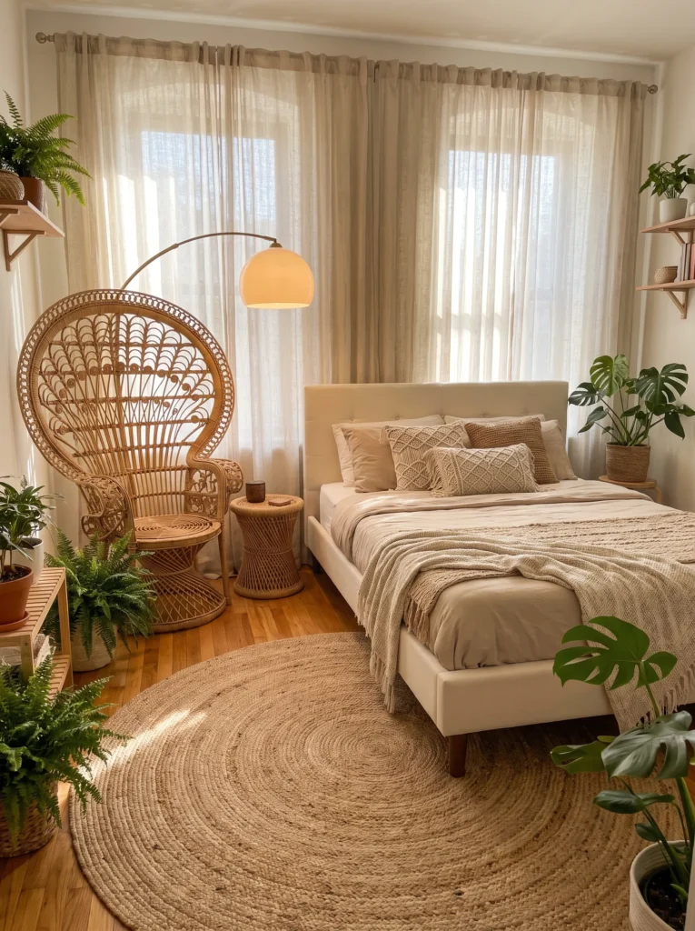 Add a peacock chair in the corner