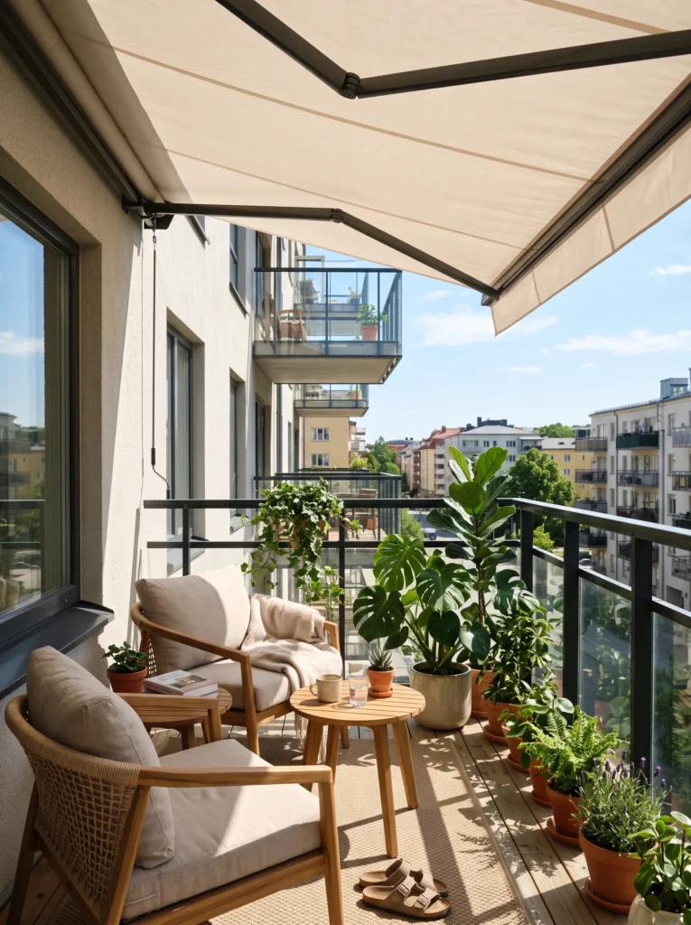 Add a retractable shade or umbrella