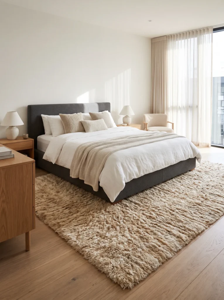 Add a rug to anchor the room