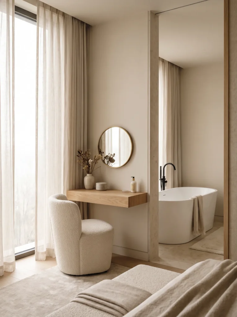 Add a statement freestanding bathtub or vanity nook