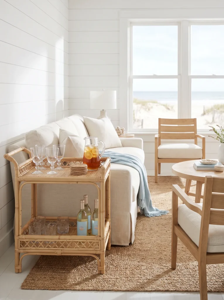 Bamboo or rattan bar cart