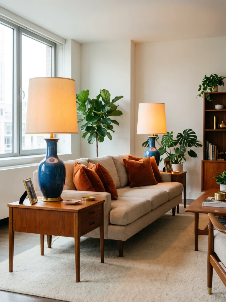 Blue ceramic lamps