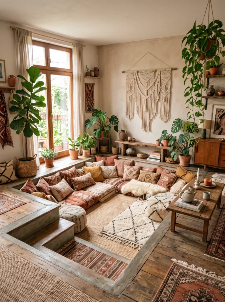 Bohemian style sunken pit
