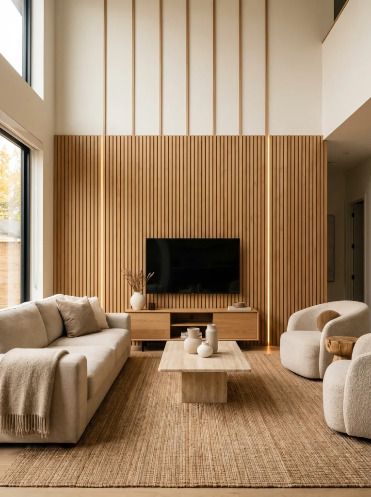 Bring in wood paneling or slat walls
