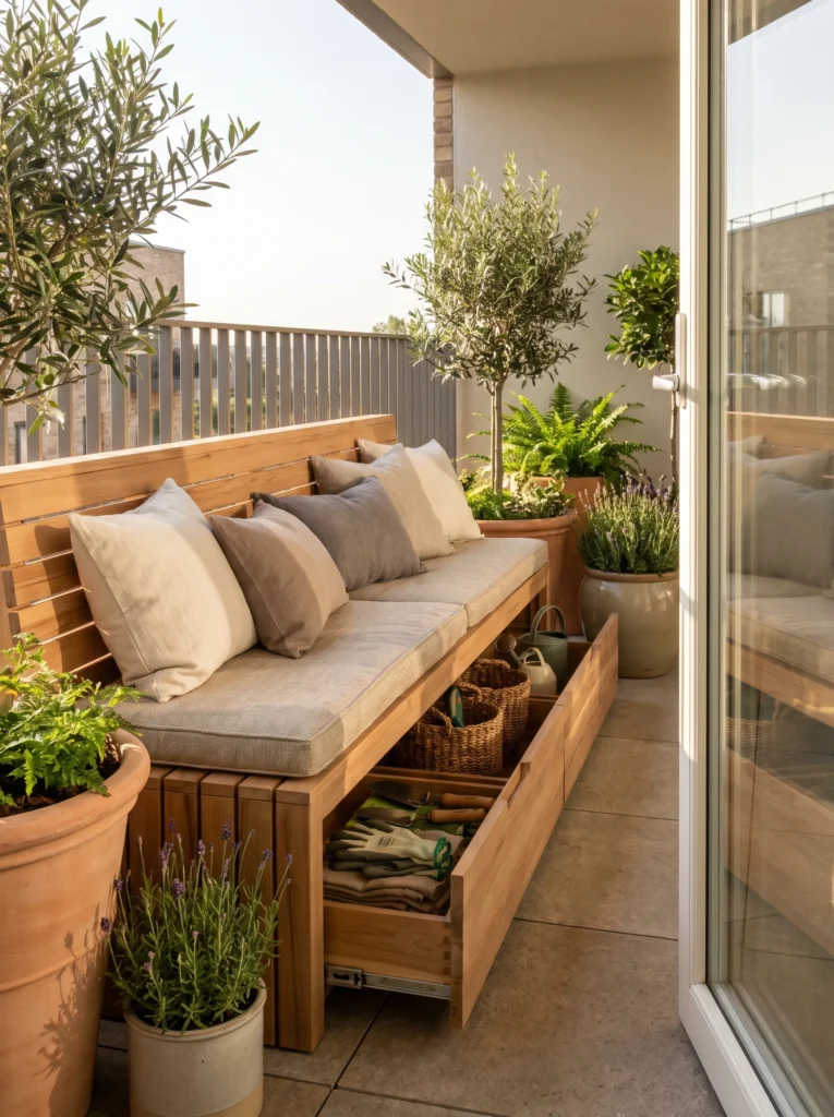 Built in bench with storage