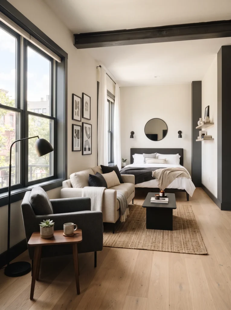 Charcoal accents for contrast