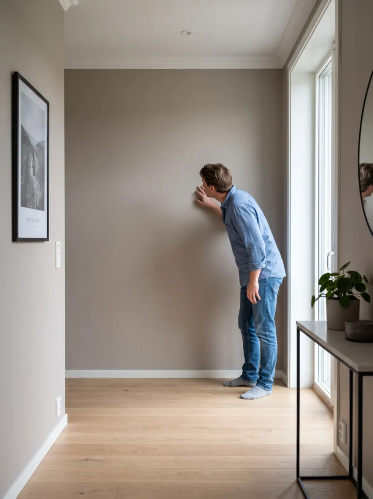 Check for cracks in walls and ceilings