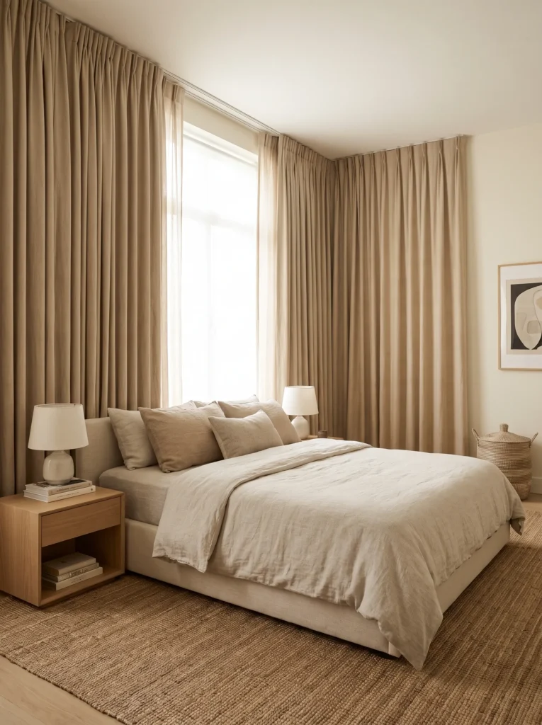 Choose curtains that match the wall color