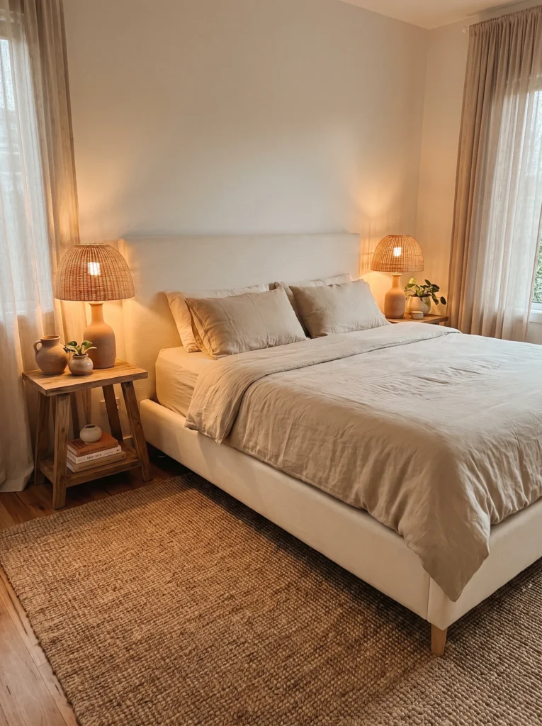 Choose wicker lampshades for table lamps