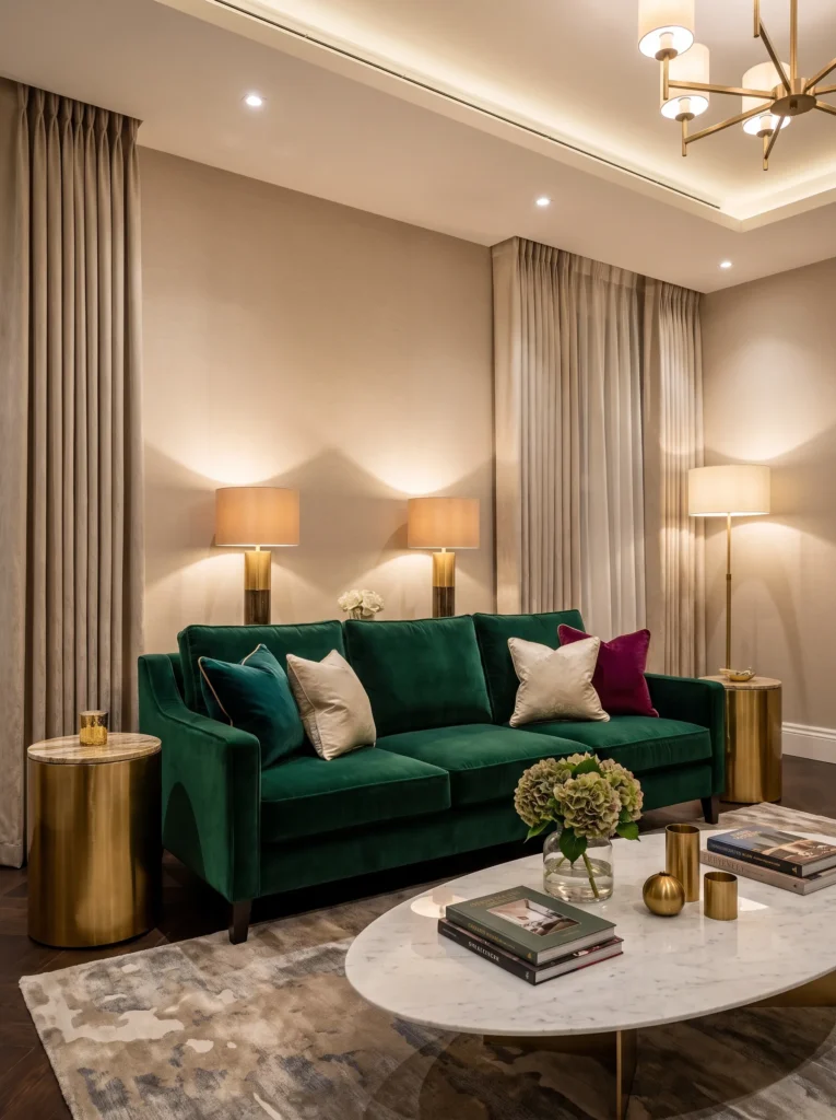 Choose a plush velvet sofa