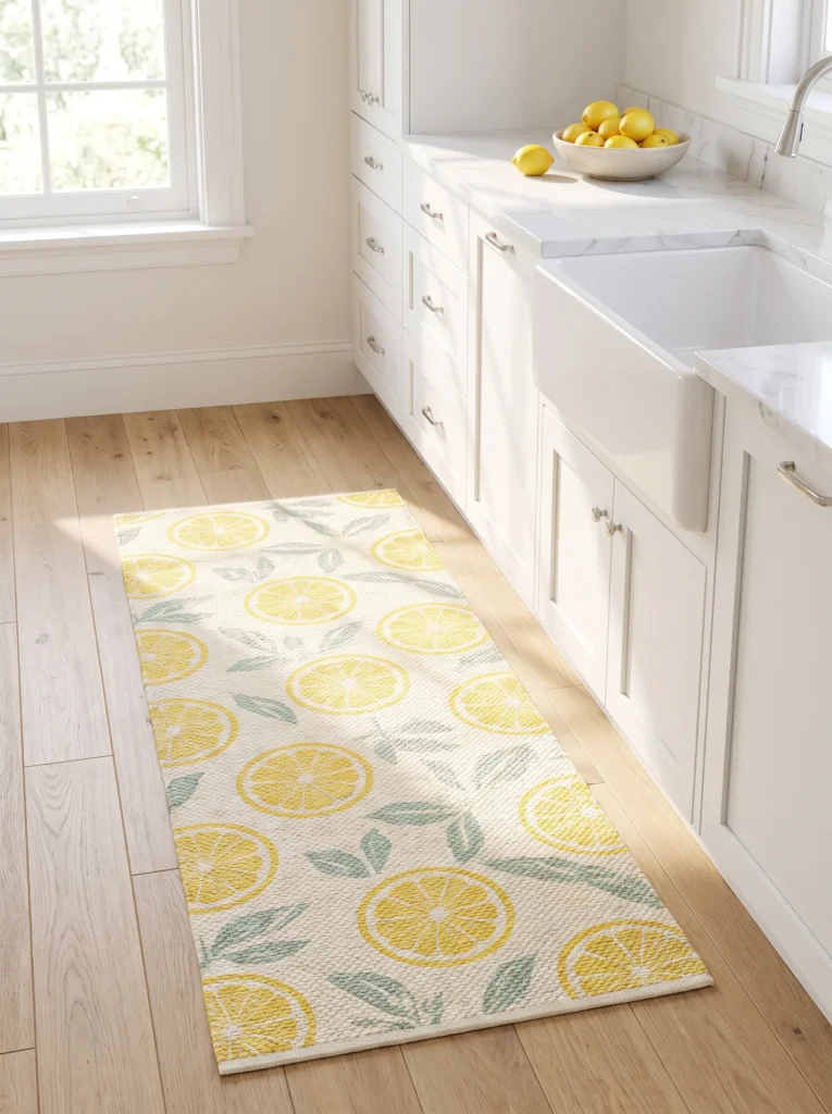 Citrus themed kitchen rug