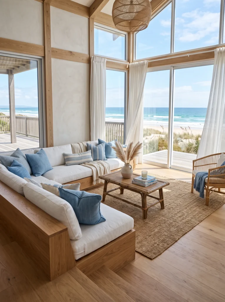 Coastal sunken living room