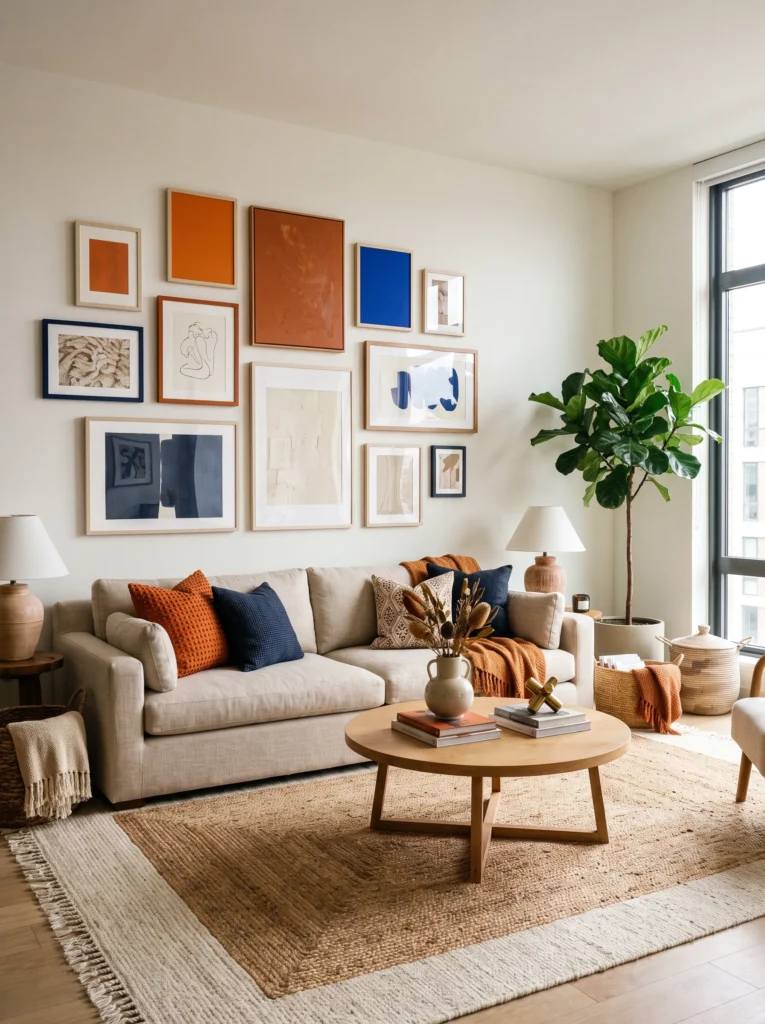 Colorful gallery wall