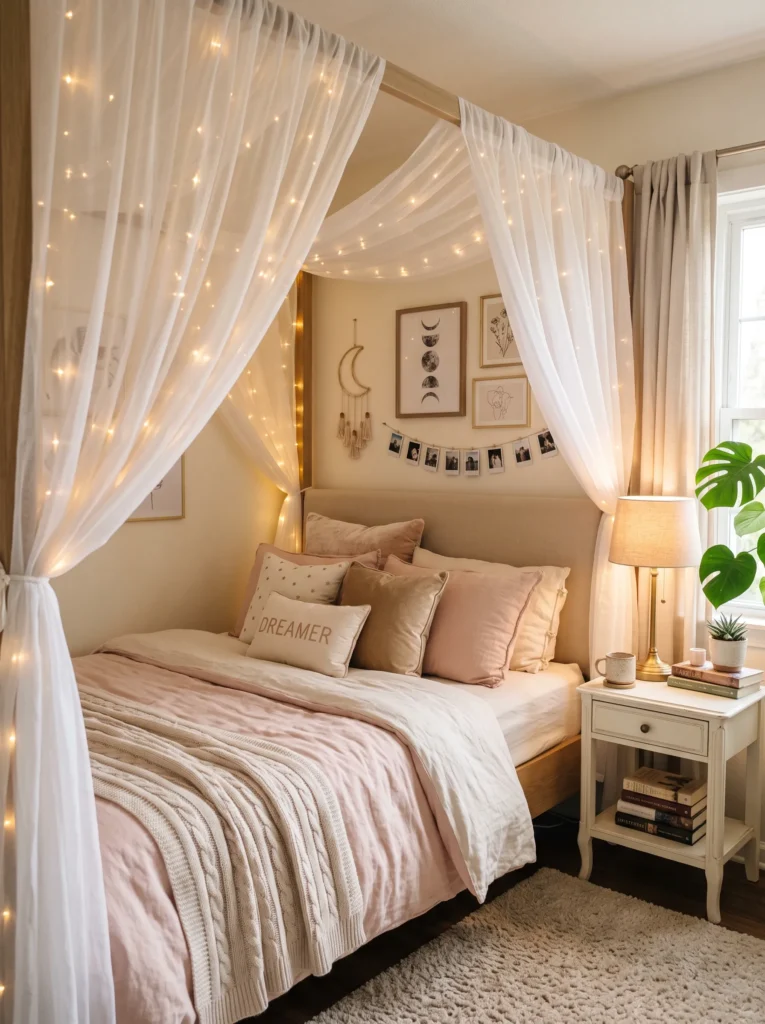 Create a canopy bed setup
