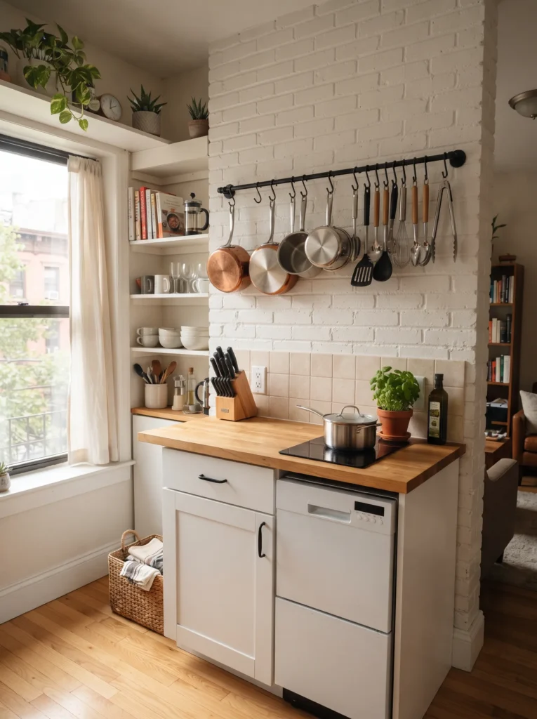 Curtain rods as extra hanging space
