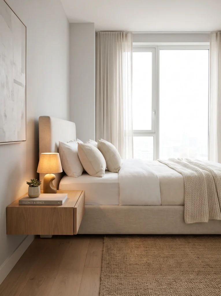 Declutter the nightstand surface