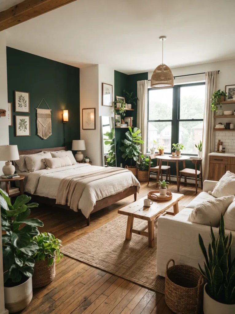 Deep forest green for a cozy feel