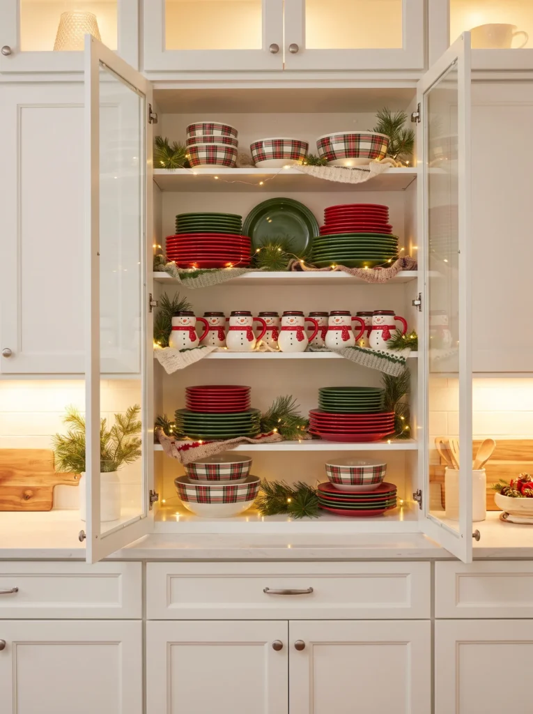 Display holiday themed dishware