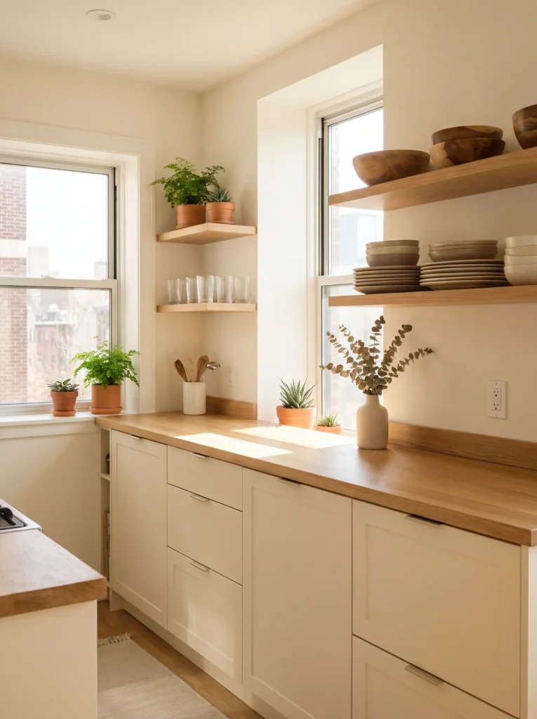 Go for open shelving in the kitchen