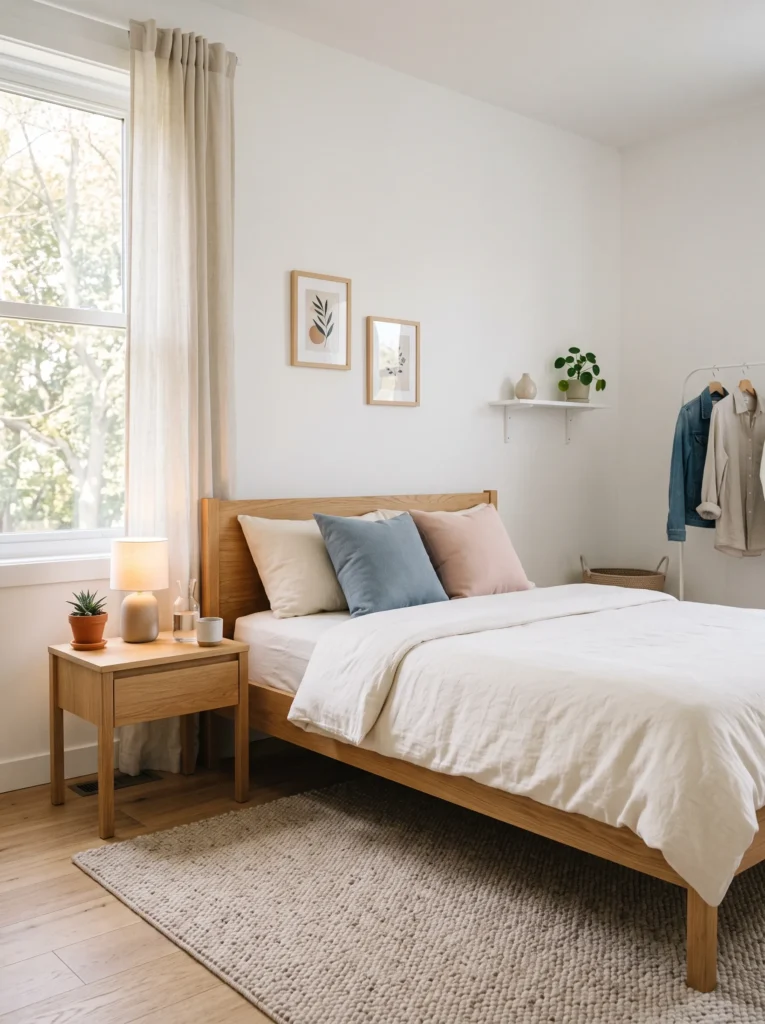 Go minimalist with white and wood tones