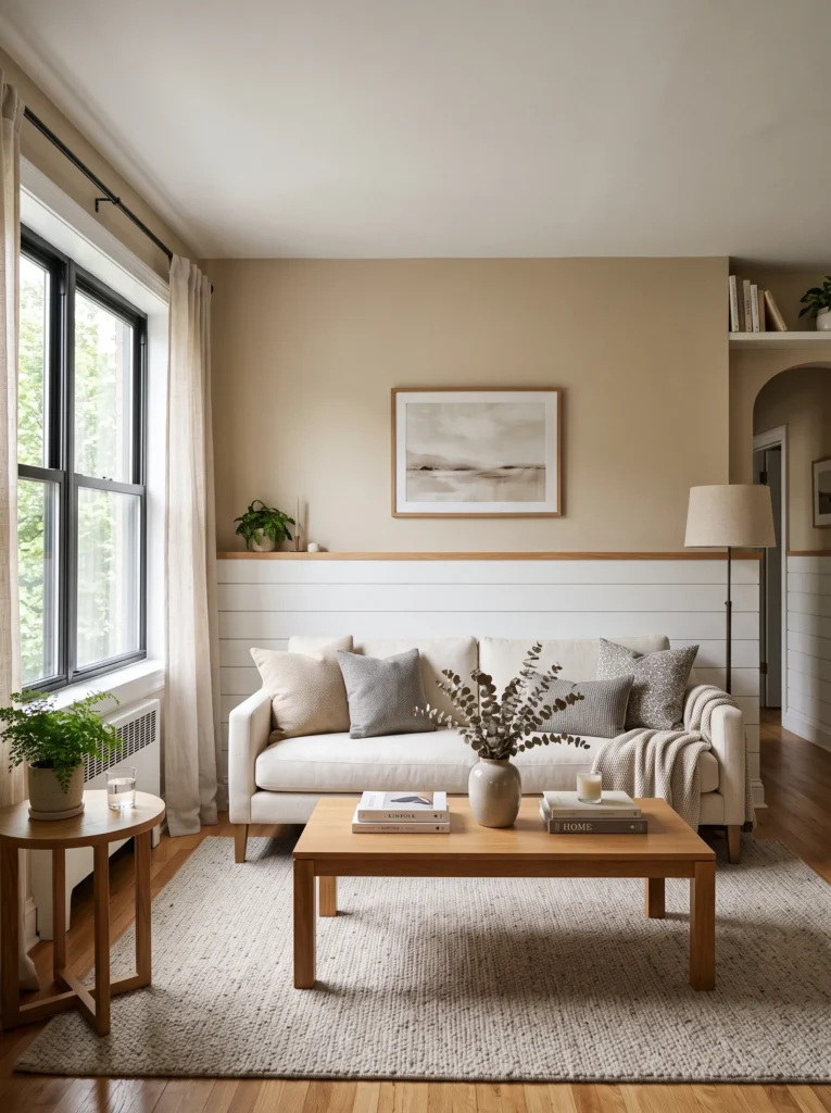 Half wall shiplap wainscoting