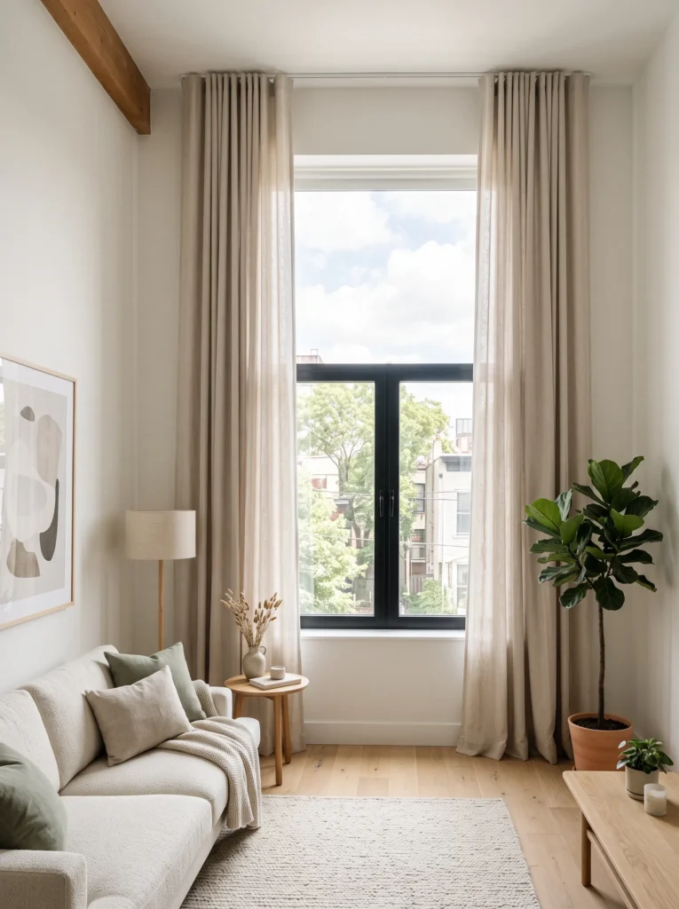 Hang curtains high and wide