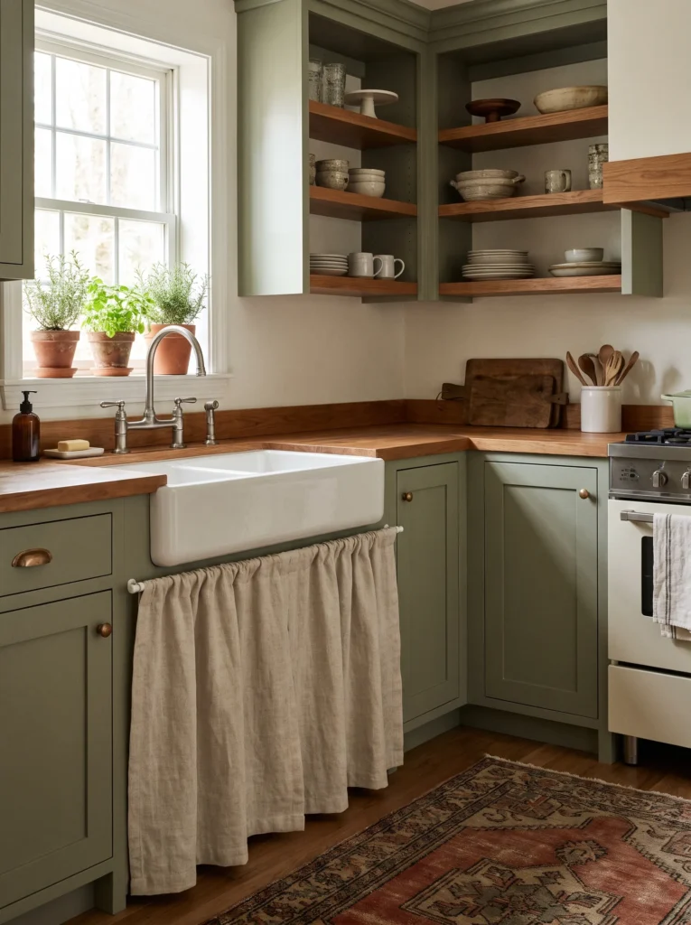 Hang curtains instead of cabinet doors