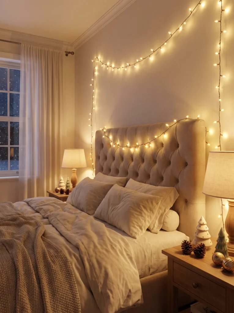 Hang fairy lights around your headboard