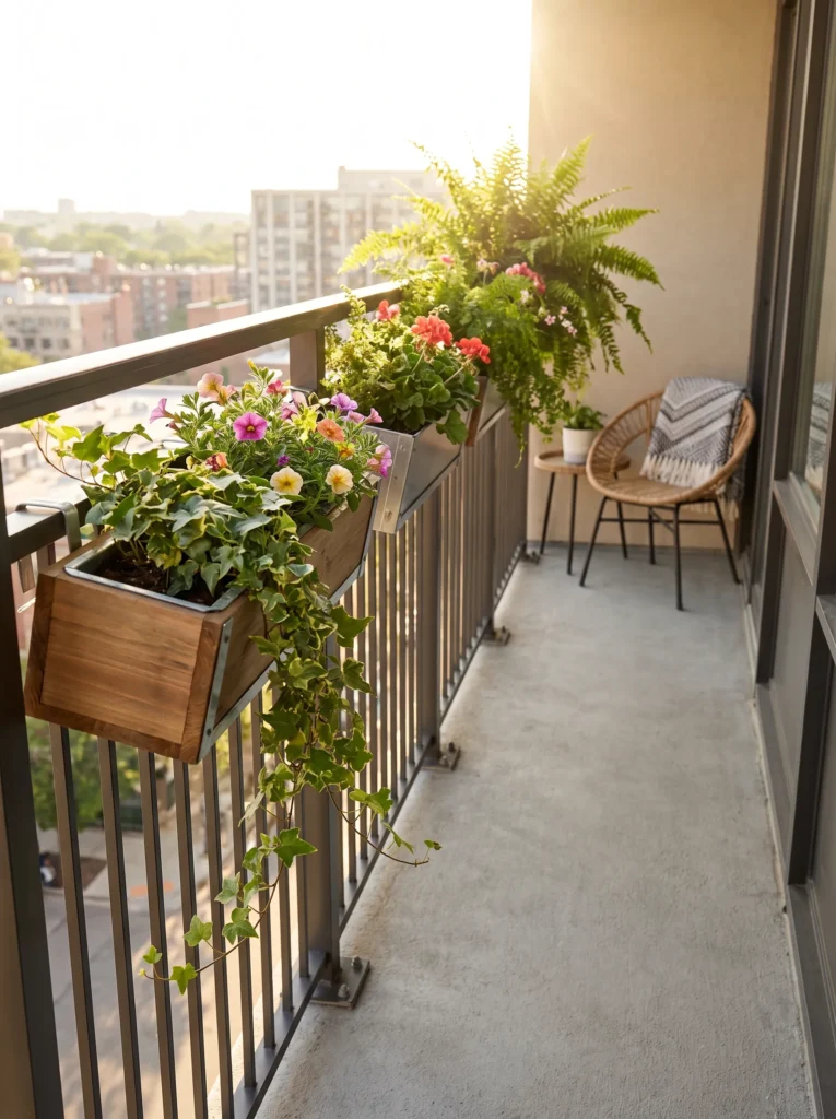 Hang planters from the railing
