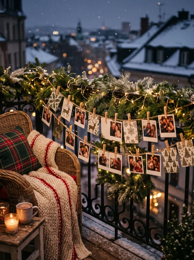 Hang a garland of christmas cards or photos