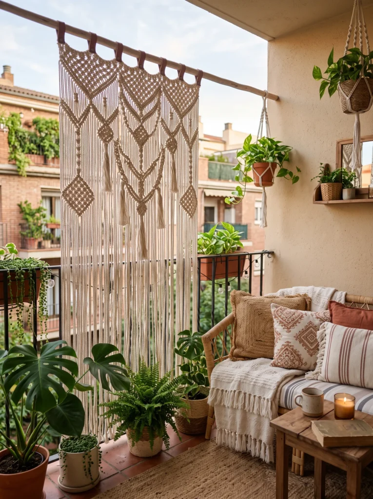 Hanging macrame screens