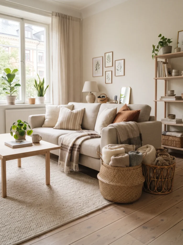 Hide clutter in woven baskets