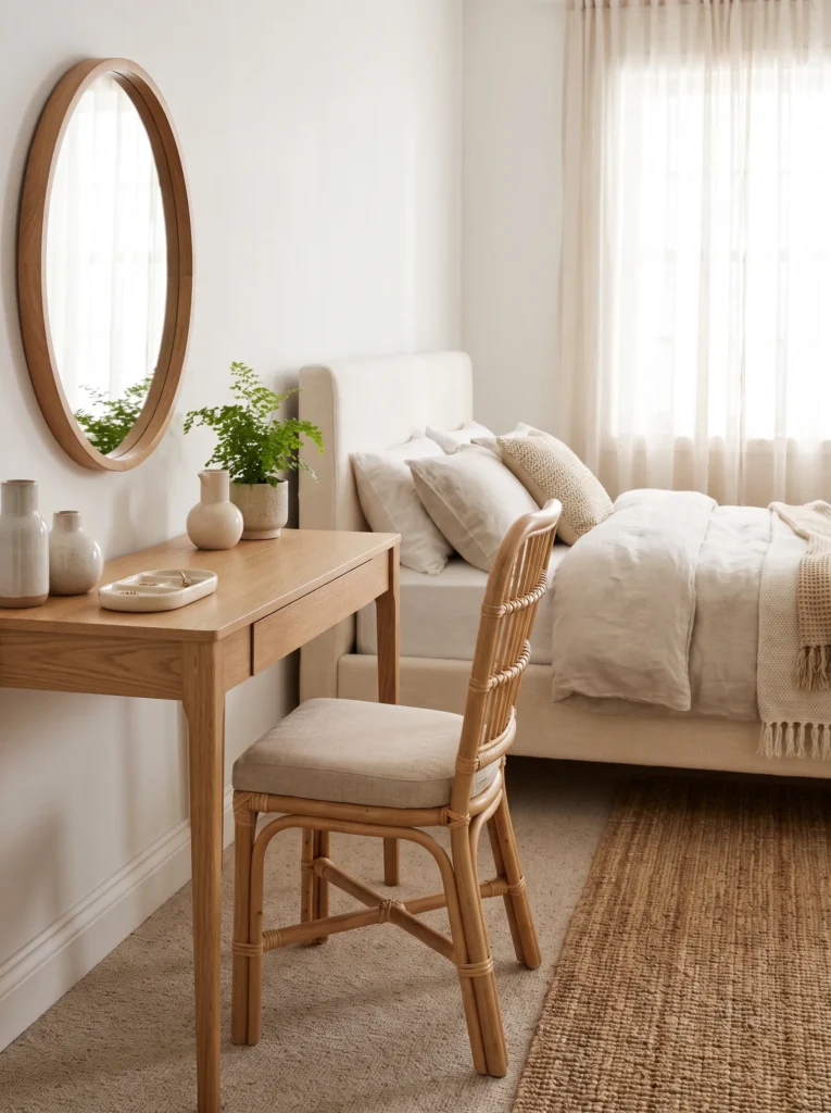 Include a wicker vanity chair
