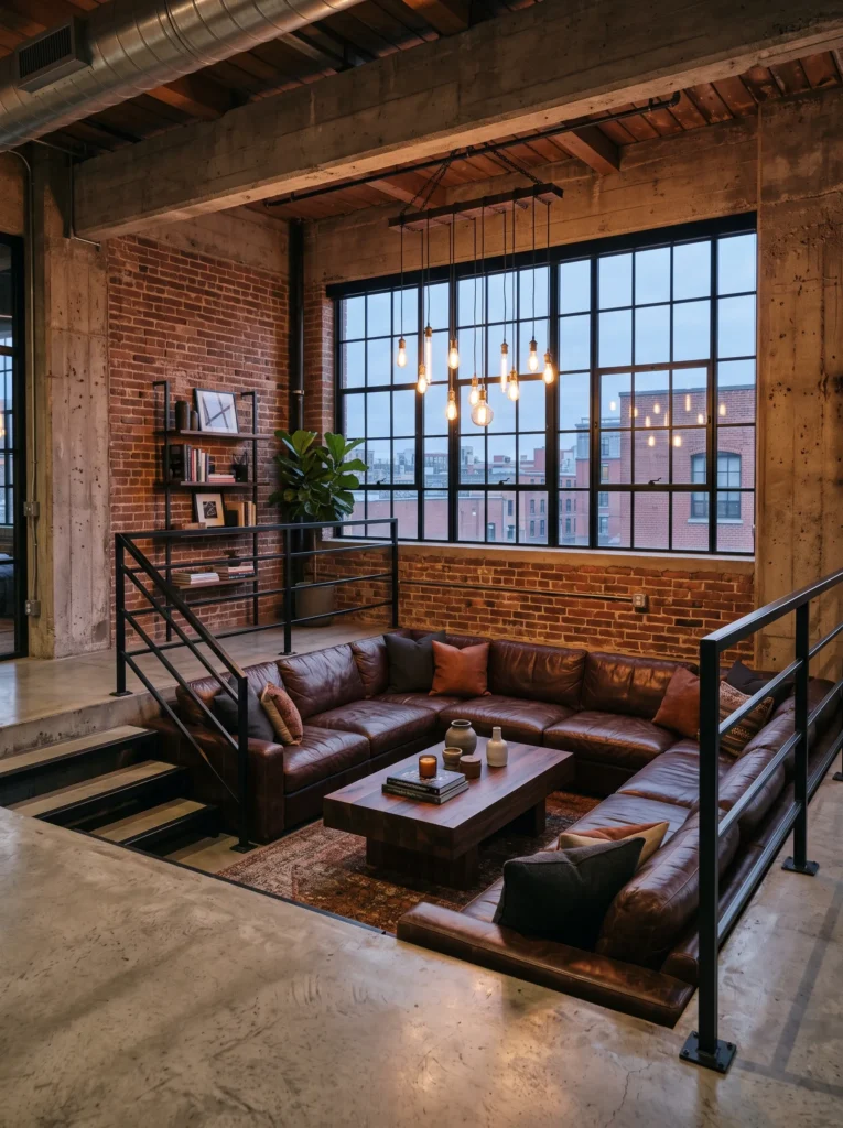 Industrial style sunken lounge