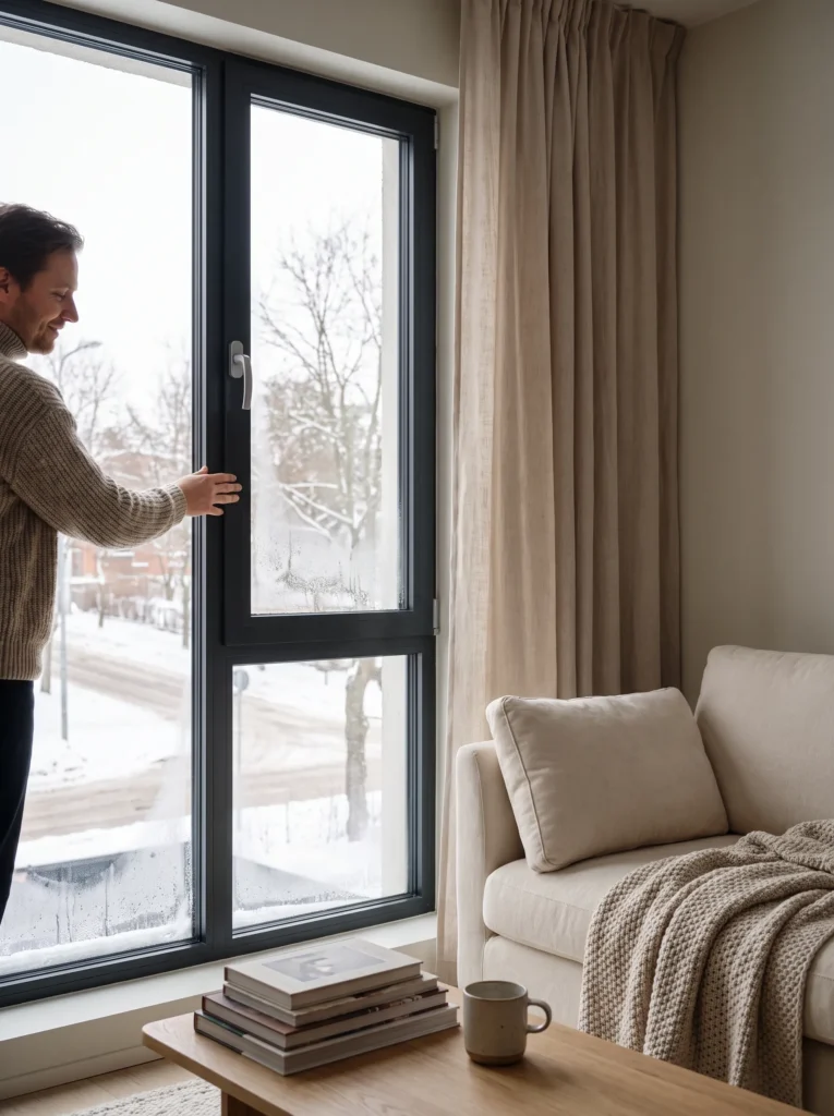 Inspect windows and doors for drafts