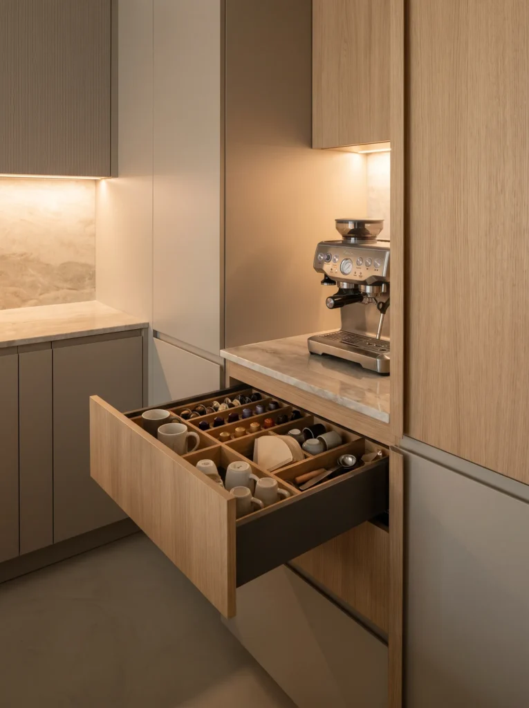 Install a pull out coffee drawer