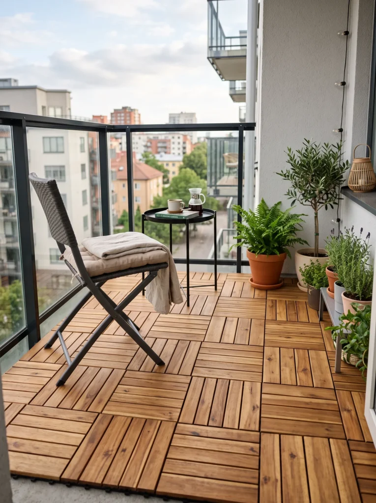 Lay down interlocking deck tiles