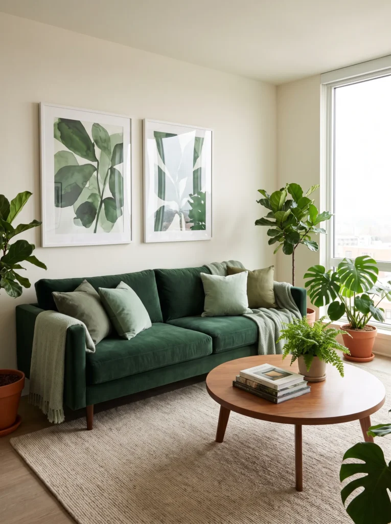 Layer different shades of green