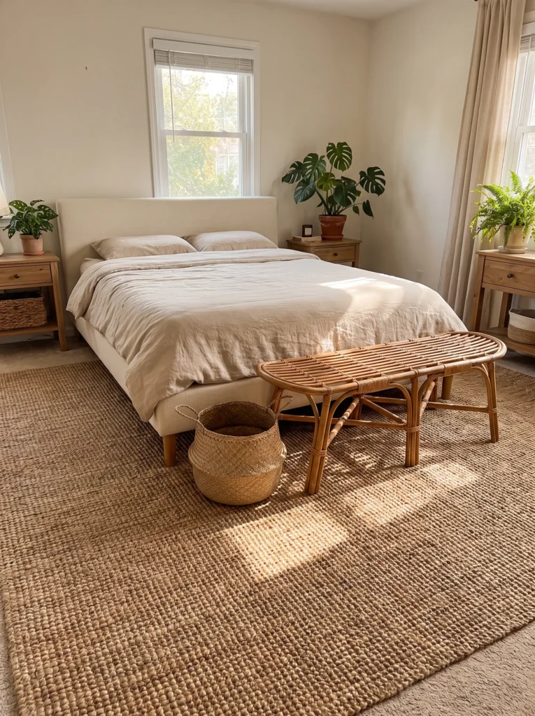 Layer a jute or seagrass rug underneath