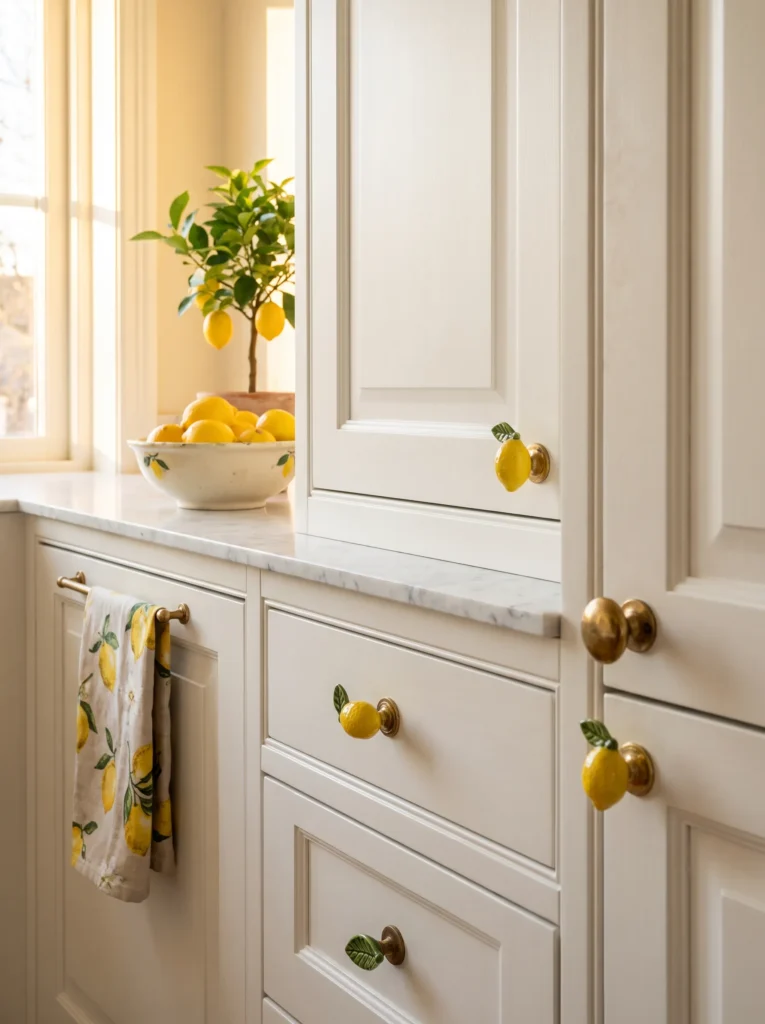 Lemon motif cabinet knobs